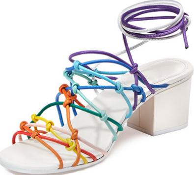 Knotted Ankle-Wrap Sandal, Multicolor